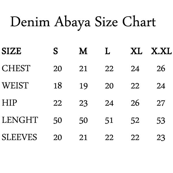 Denim-Abaya-Size-Chart