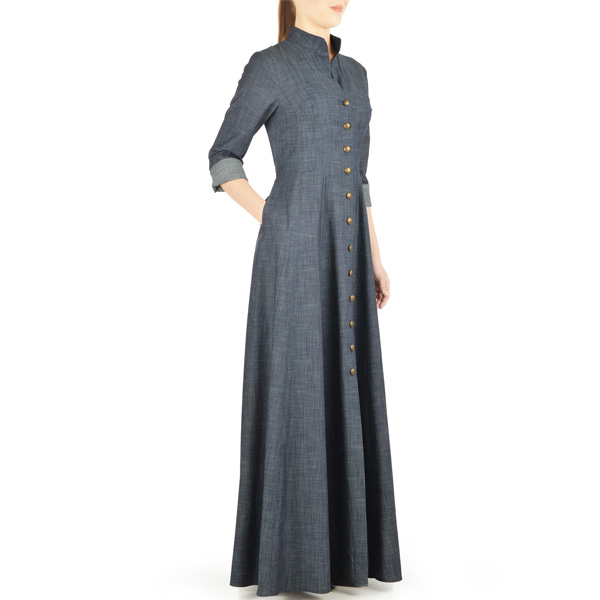 Grey-Summer-Wear-Maxi Style Denim Abaya-Latest-Design