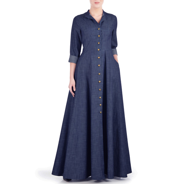 Navy-Blue-Summer-Wear-Maxi-Style-Denim-Abaya-Coat-In-Pakistan