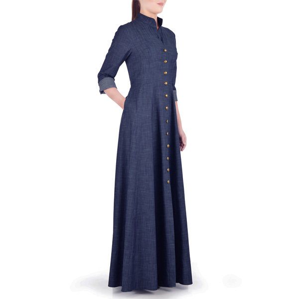 Navy-Blue-Summer-Wear-Maxi-Style-Denim-Abaya-Latest-Design-Coat-Online-In-Pakistan